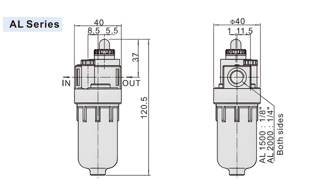 Thông số kỹ thuật bộ cấp dầu khí nén AL2000