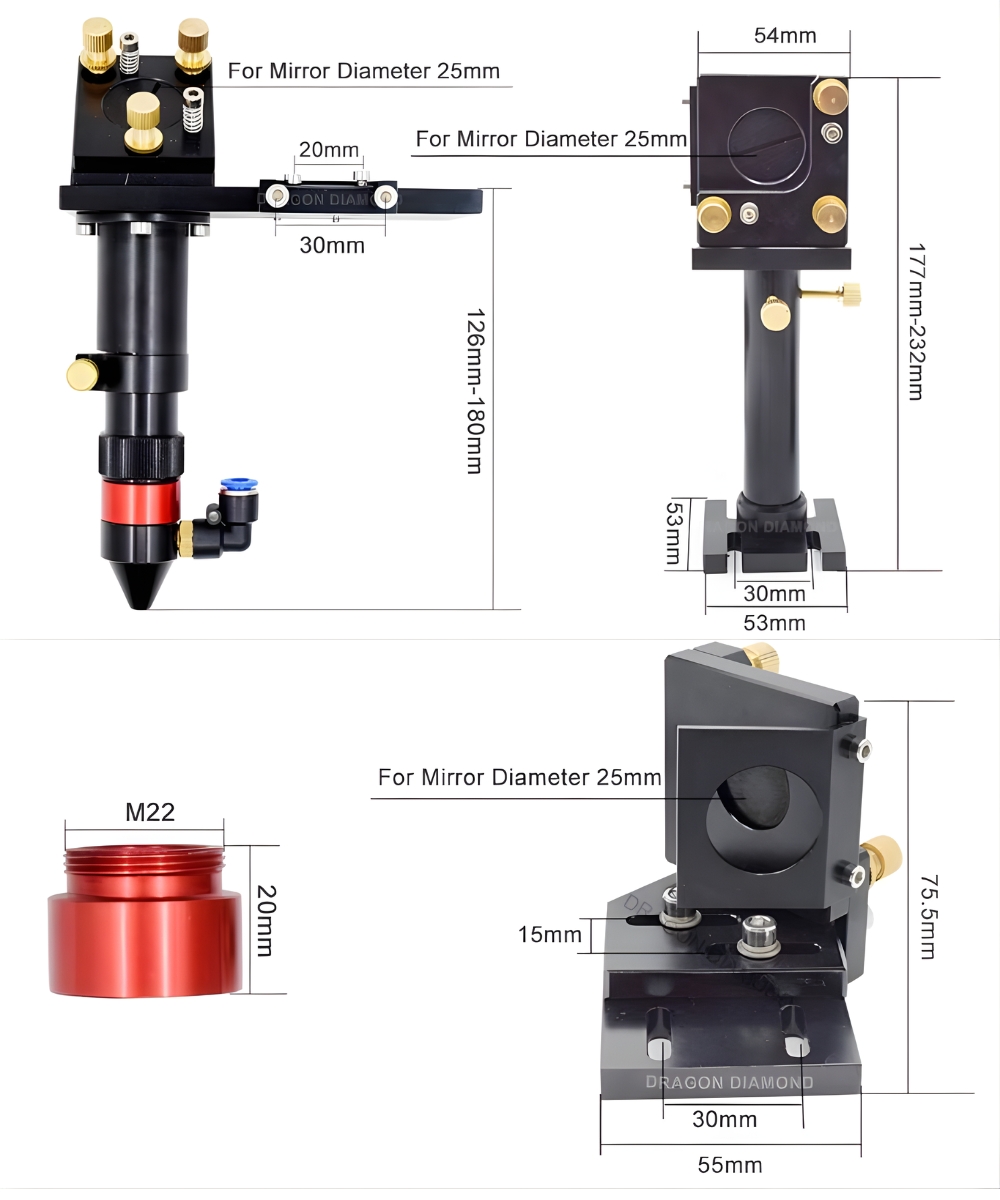 Thông số kỹ thuật bộ đầu khắc và giá đỡ gương laser