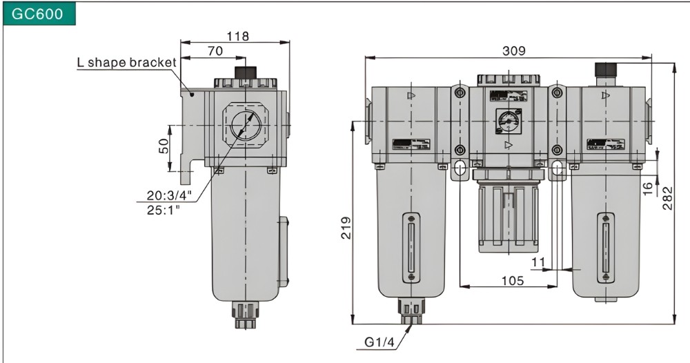 Thông số kỹ thuật bộ lọc khí nén AIRTAC GC
