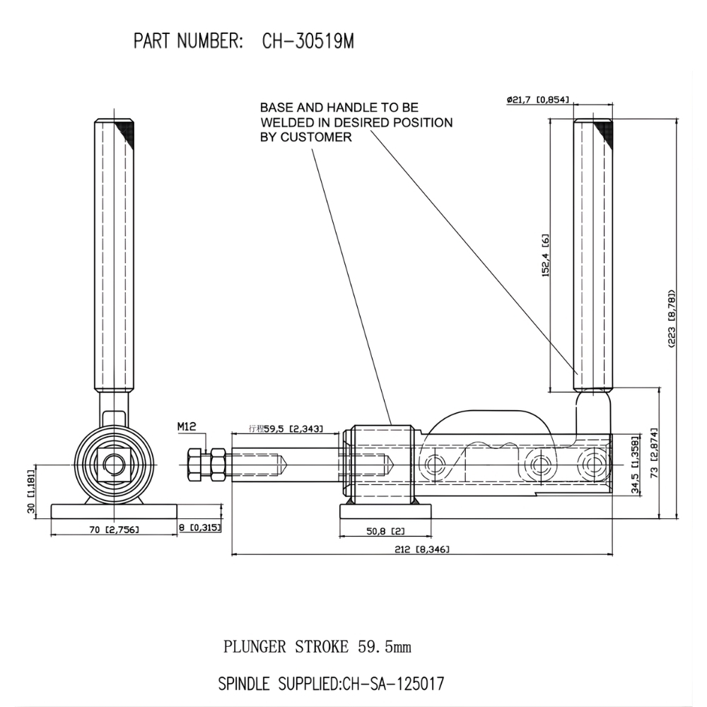 Thông số kỹ thuật cam kẹp đẩy ngang CH-30519M
