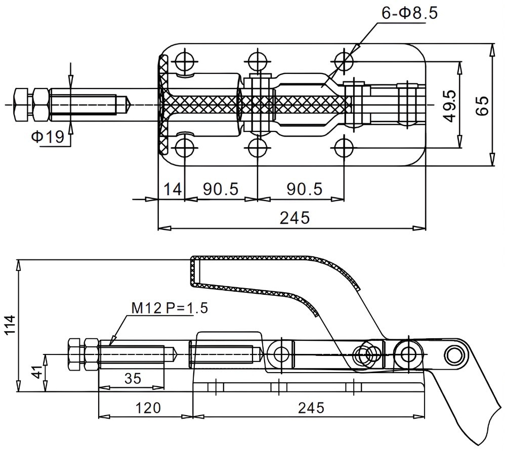 Thông số kỹ thuật cam kẹp đẩy ngang GH 36330-LL