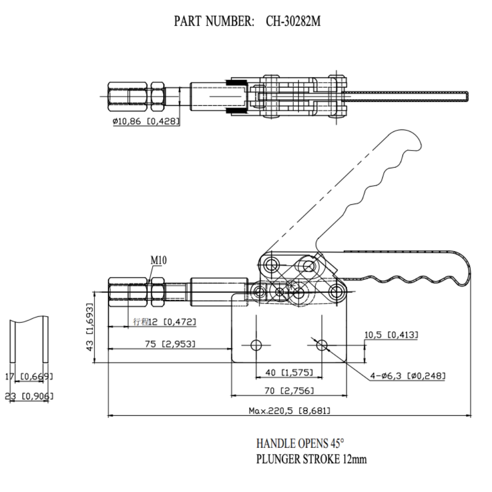 Thông số kỹ thuật cam kẹp định vị CH-30282M