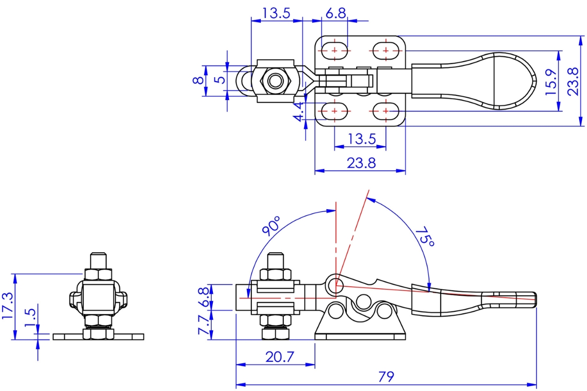 Thông số kỹ thuật cam kẹp GH-201-SS