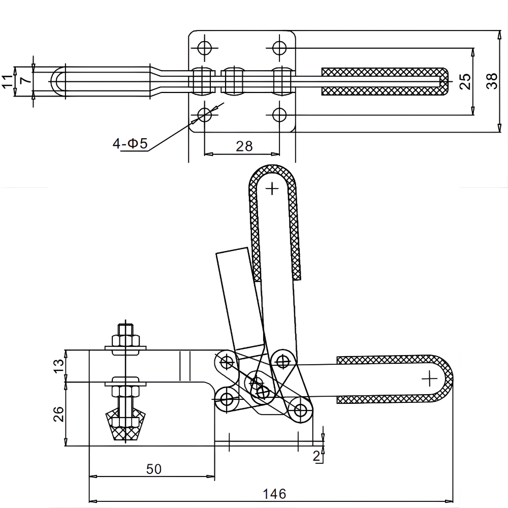 Thông số kỹ thuật cam kẹp ngang GH-201-C