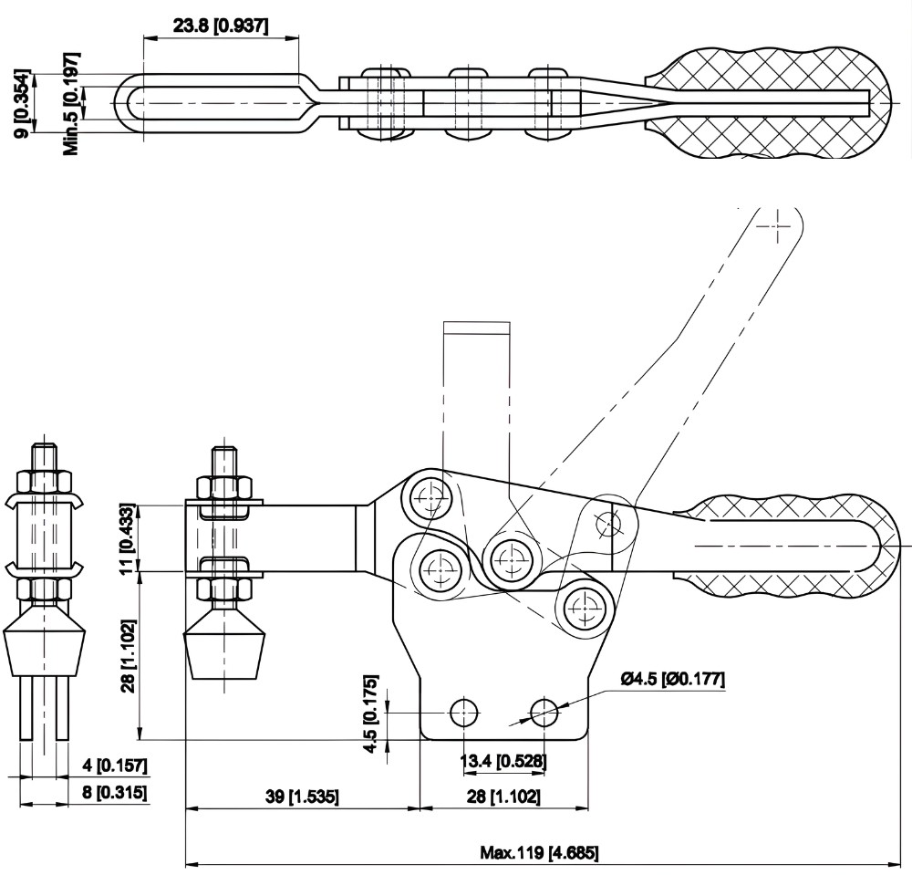 Thông số kỹ thuật kẹp ngang CH-2301-B