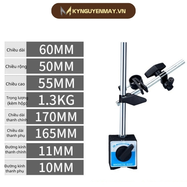 Thông số kỹ thuật chân đế từ gắn đồng hồ so kiểu thanh đứng