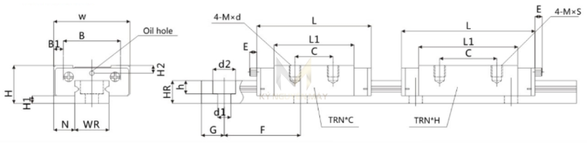 Thông số kỹ thuật vòng bi ống trượt TRN-C/H
