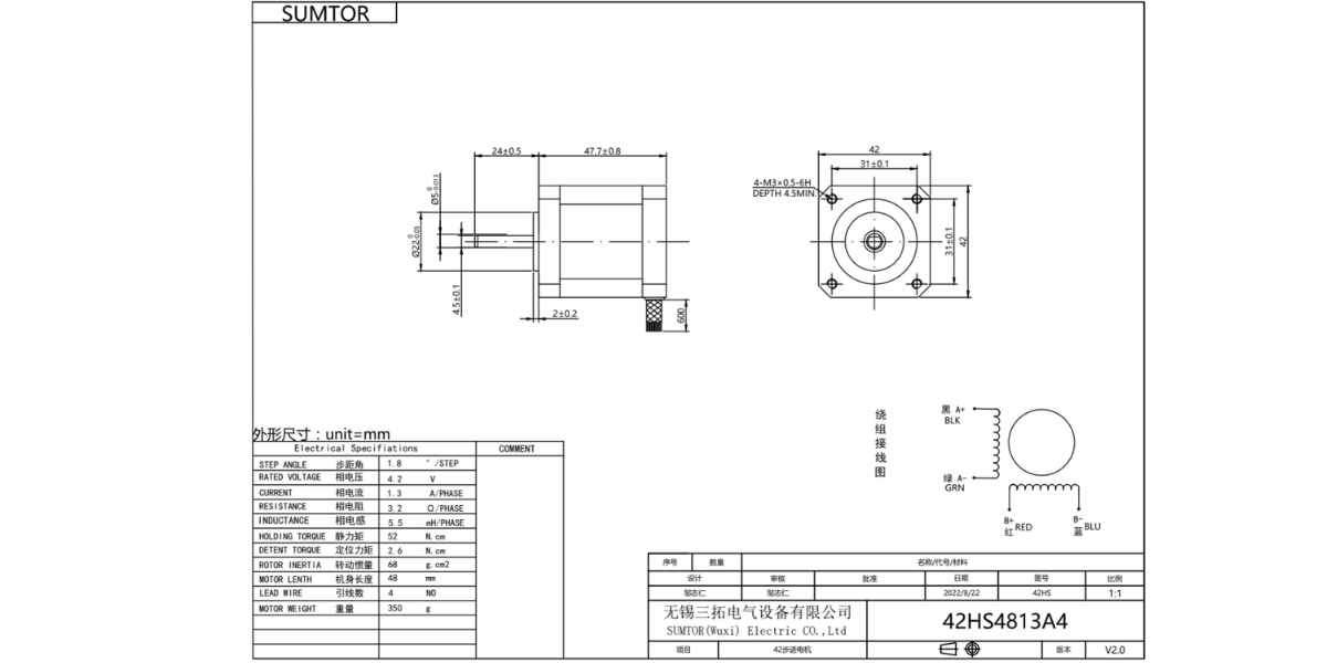 Thông số kỹ thuật cơ bước 42HS4813A4L10