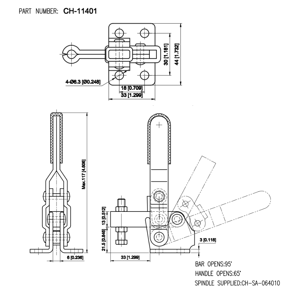 Thông số kỹ thuật của kẹp định vị đứng CH-11401