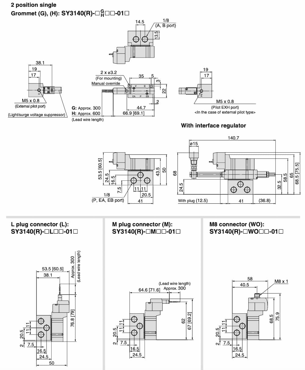 Thông số kỹ thuật của van điện từ SY3140 Series