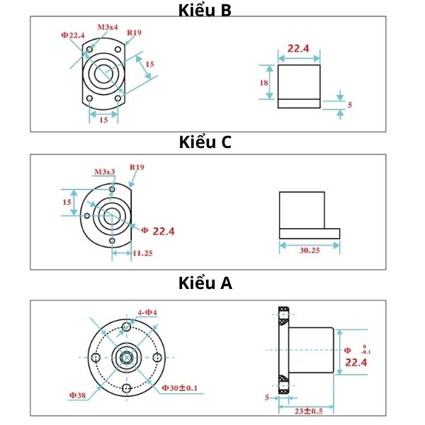 Thông số kỹ thuật của đai ốc chống rung lắc trục vít T10