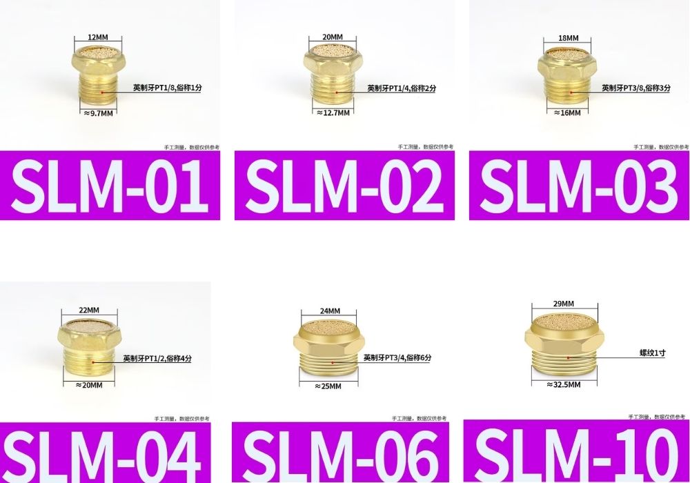 Thông số kỹ thuật của giảm thanh khí nén đầu bằng SLM