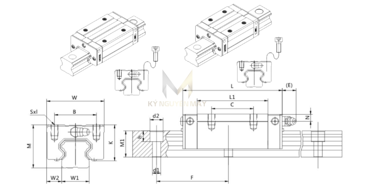 Thông số kỹ thuật bạc đạn trượt TRH - E/EL