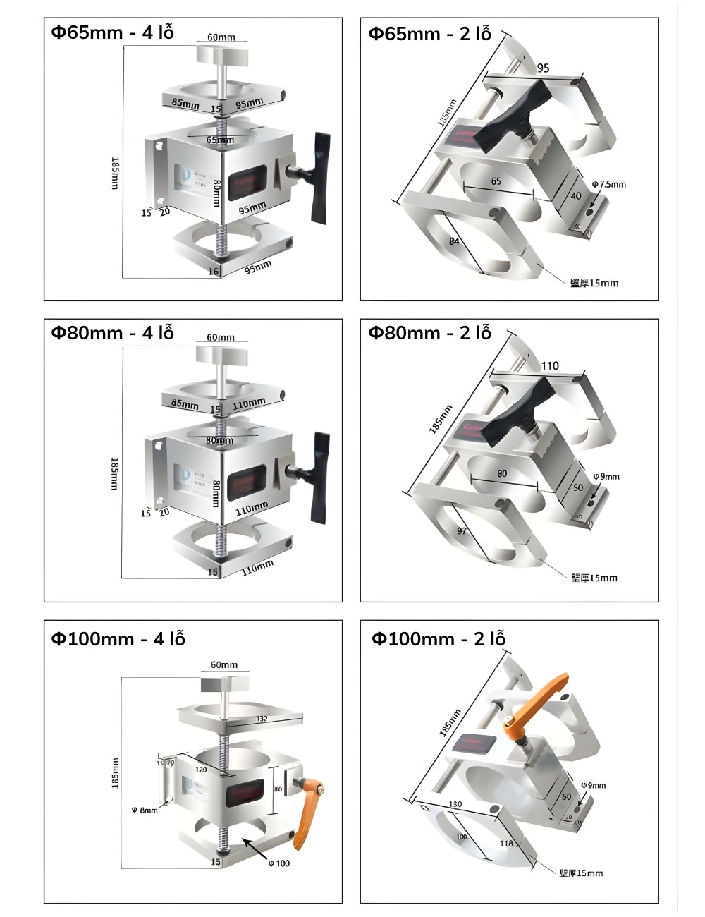 Thông số kỹ thuật gá tùy chỉnh độ cao cho spindle