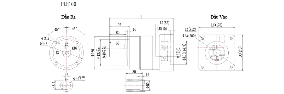Thông số kỹ thuật hộp giảm tốc servo PLE