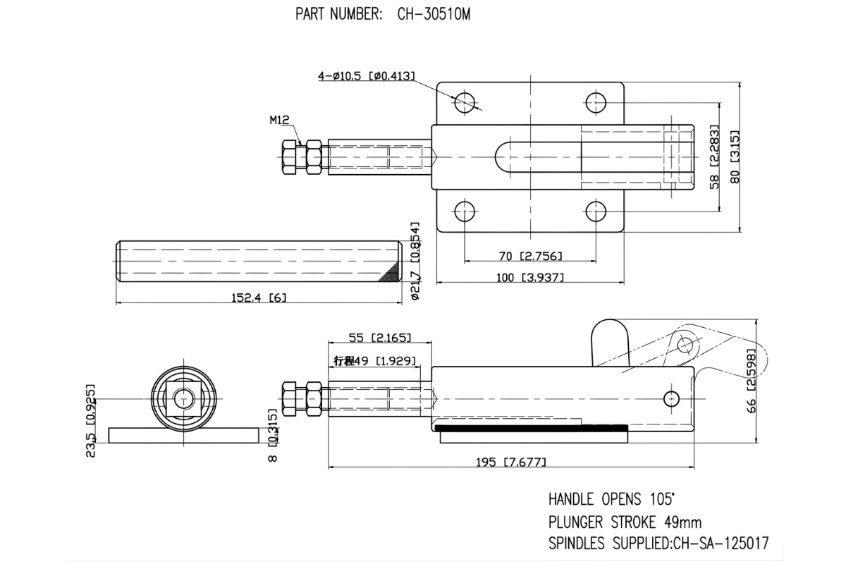 Thông số kỹ thuật kẹp đẩy ngang CH-30510M