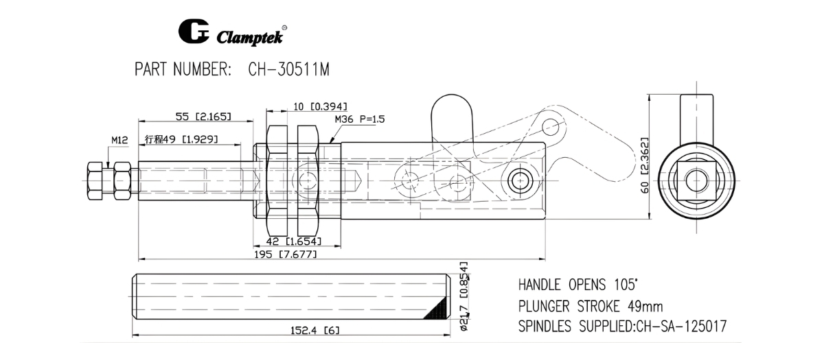 Thông số kỹ thuật kẹp đẩy ngang CH-30511M