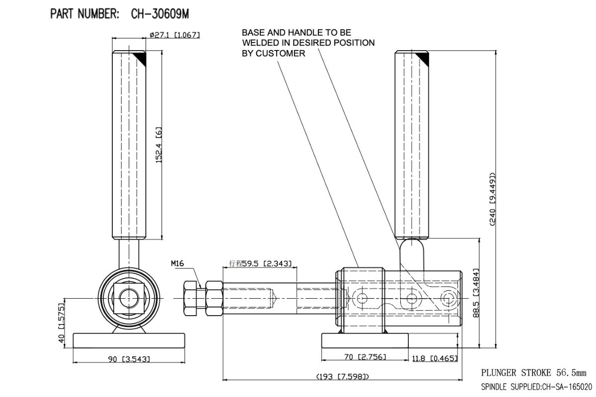 Thông số kỹ thuật cam kẹp đẩy ngang CH-30609M
