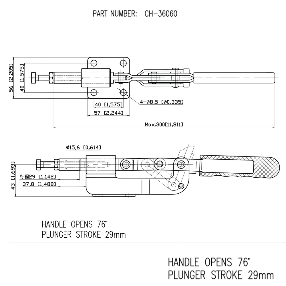 Thông số kỹ thuật kẹp đẩy ngang CH-36060