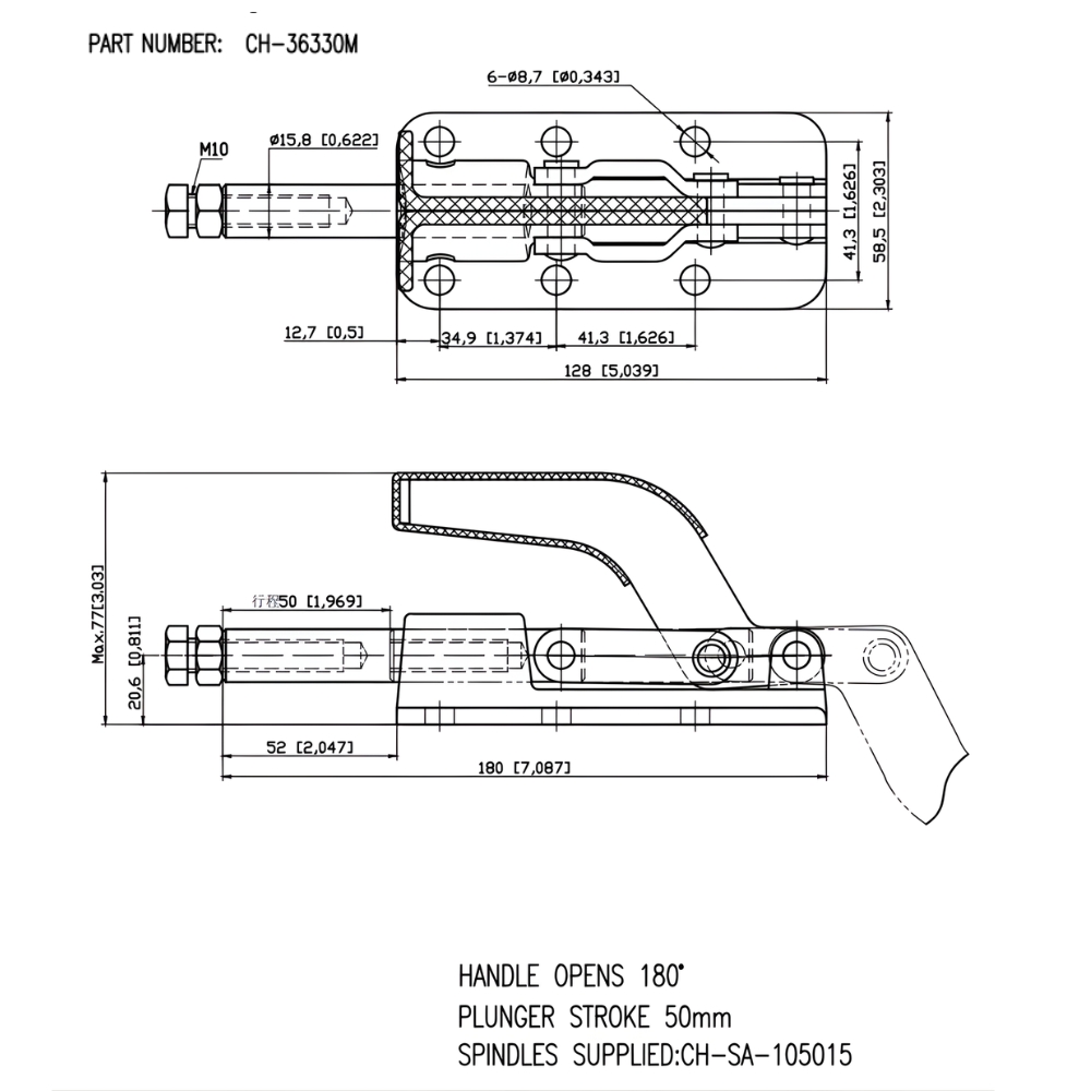 Thông số kỹ thuật kẹp định vị đẩy ngang CH-36330M