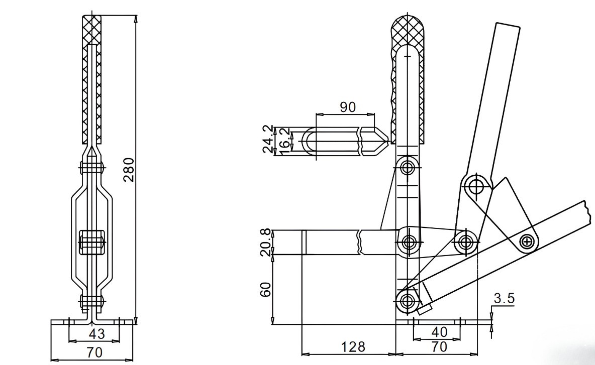 Thông số kỹ thuật cam kẹp đứng GH-101-H