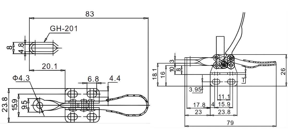 Thông số kỹ thuật kẹp định vị GH-201-A series