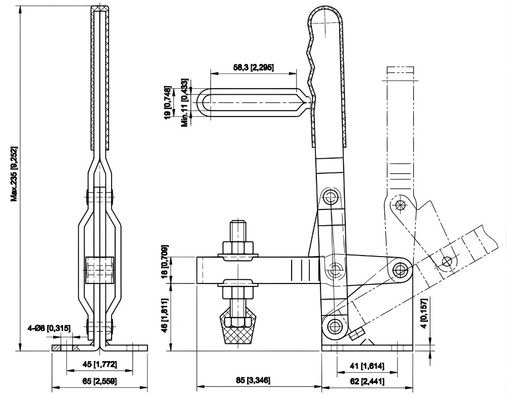 Thông số kỹ thuật kẹp định vị đứng CH-101-EL