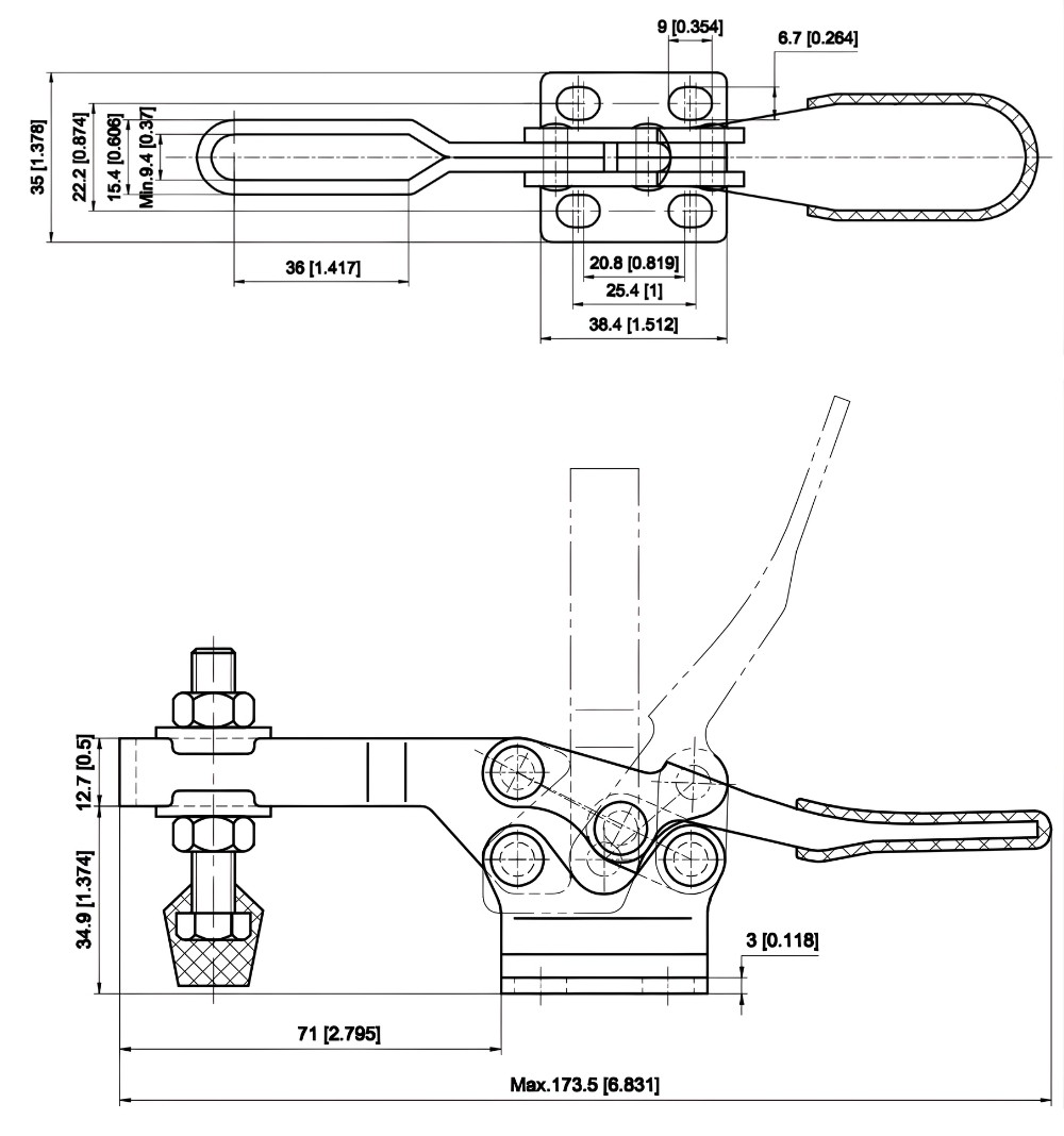 Thông số kỹ thuật kẹp định vị ngang CH-225-D series