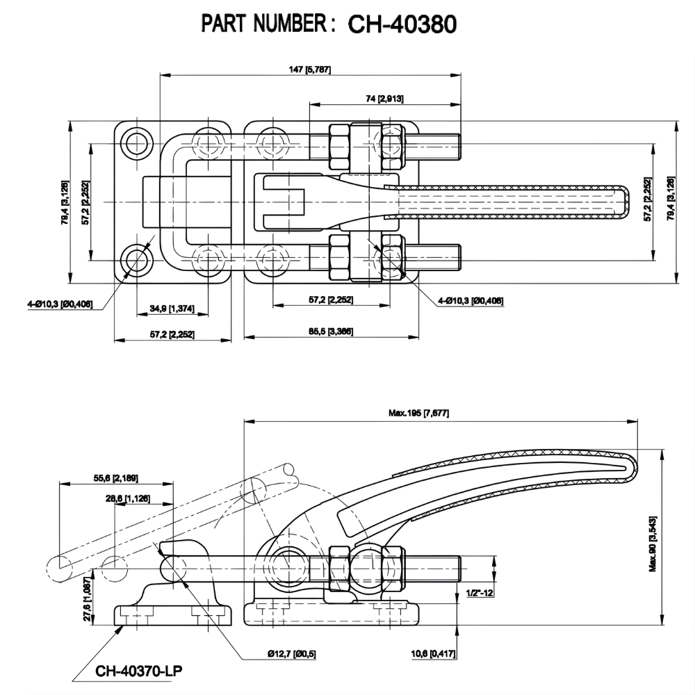 Thông số kỹ thuật cam kẹp chốt CH-40380