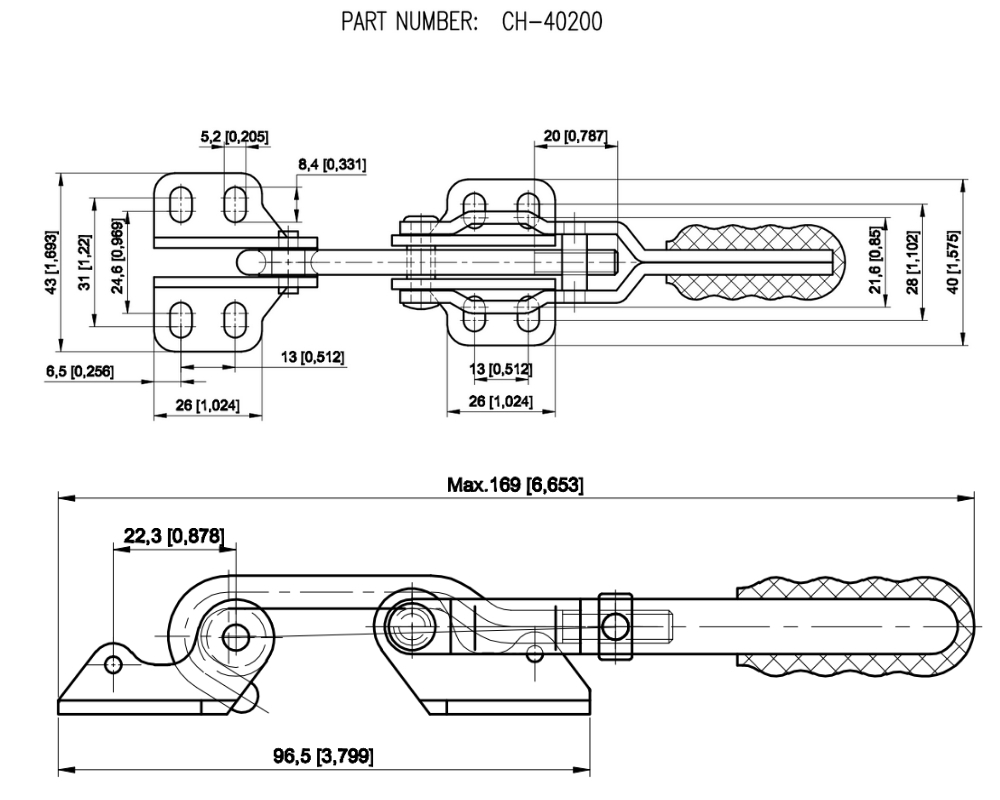 Thông số kỹ thuật cam kẹp chốt CH-40200