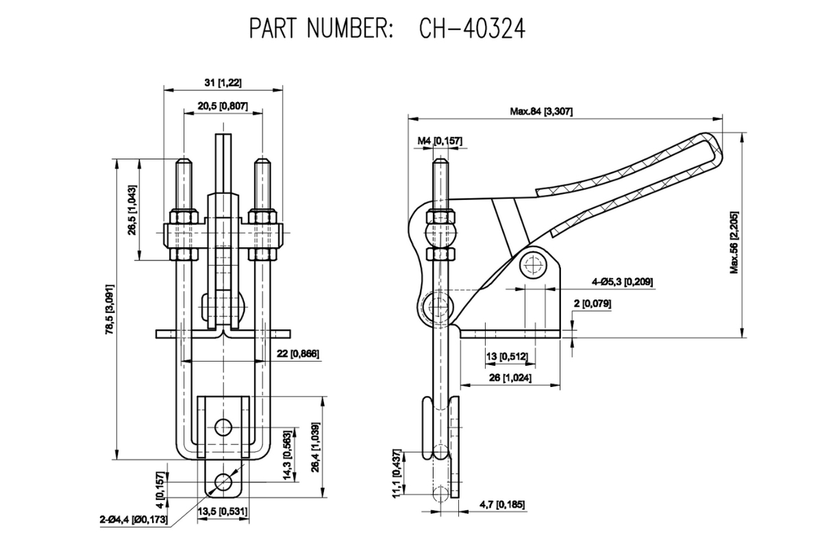 Thông số kỹ thuật khoá kẹp định vị CH-40324