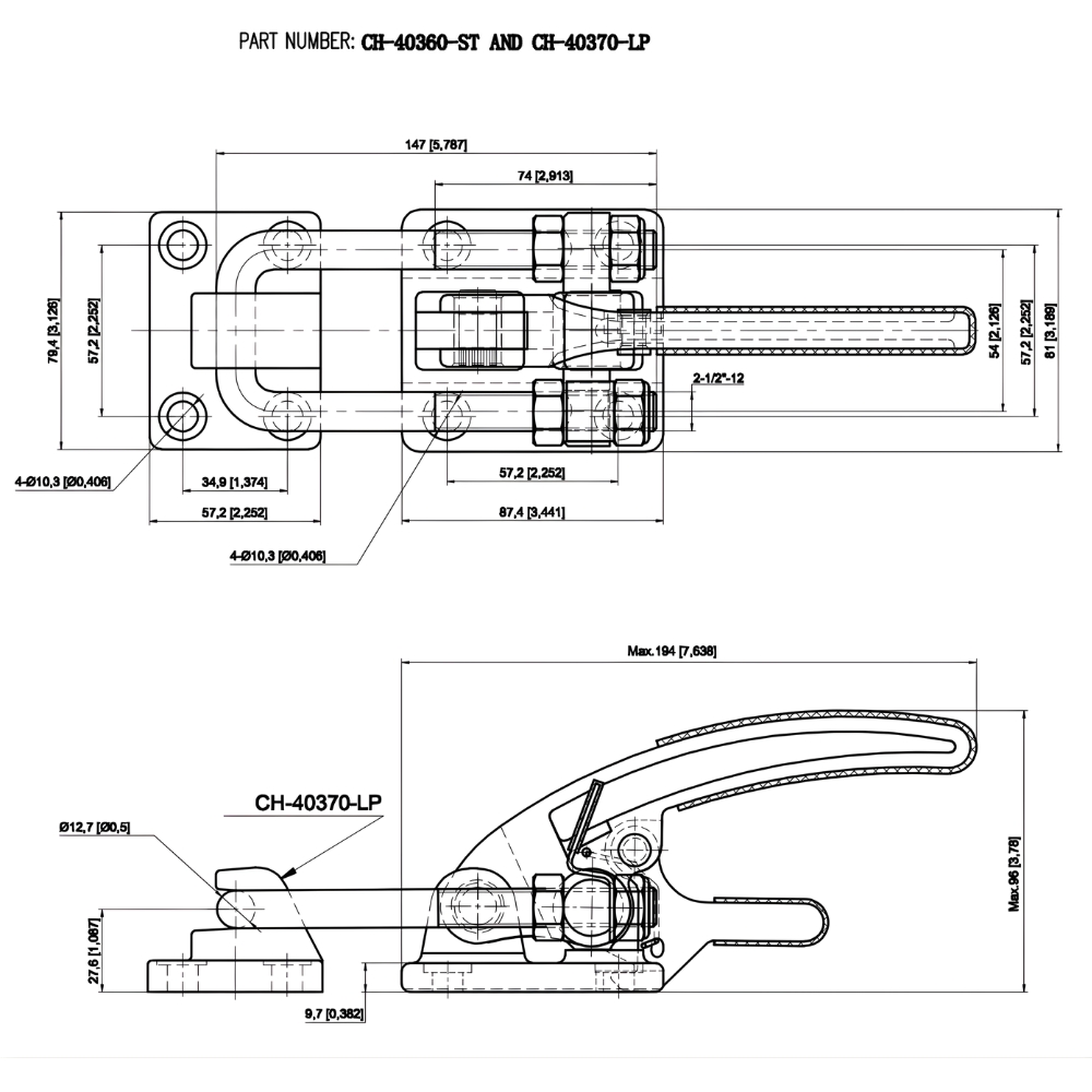 Thông số kỹ thuật cam kẹp chốt CH-40360-ST