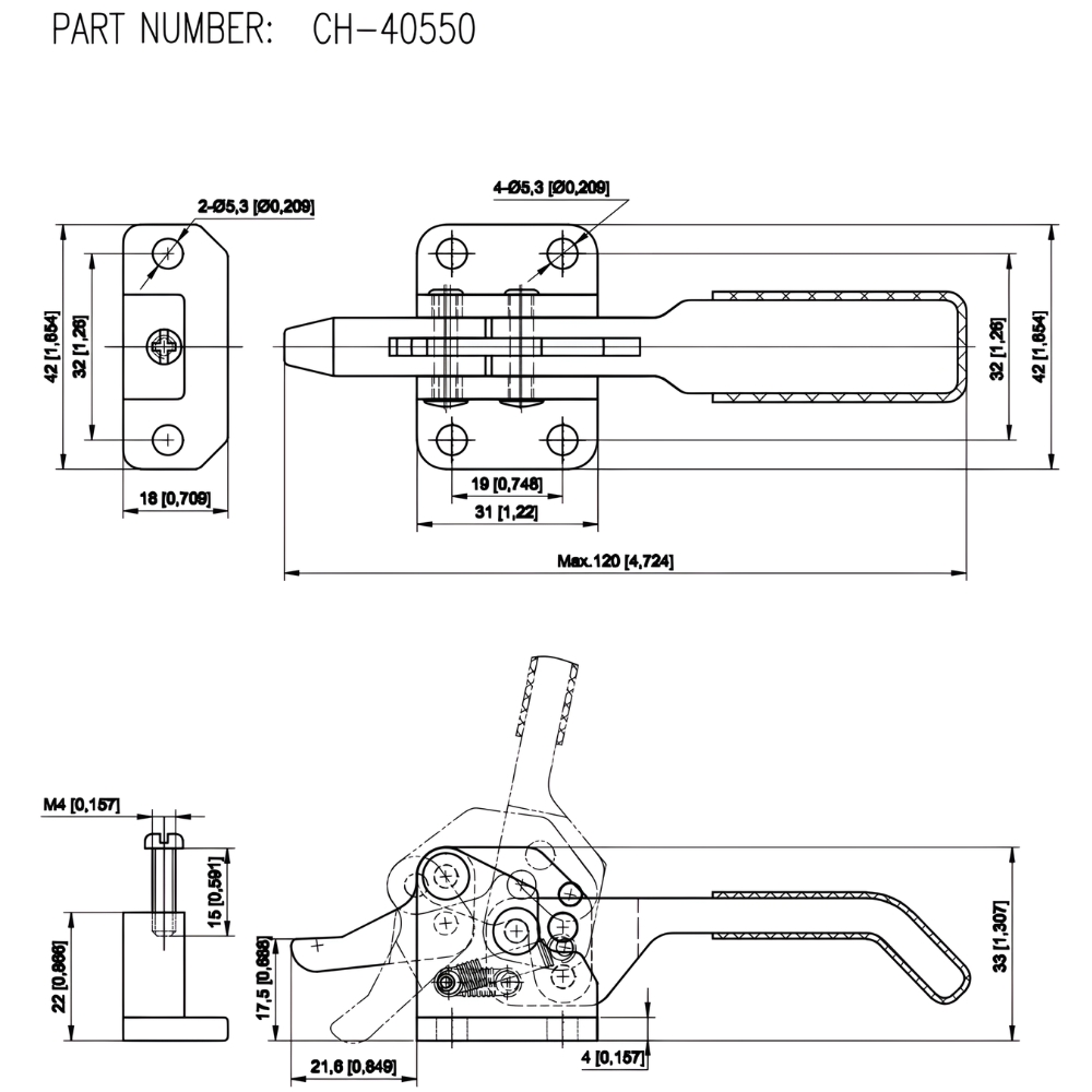 Thông số kỹ thuật khoá kẹp định vị CH-40550