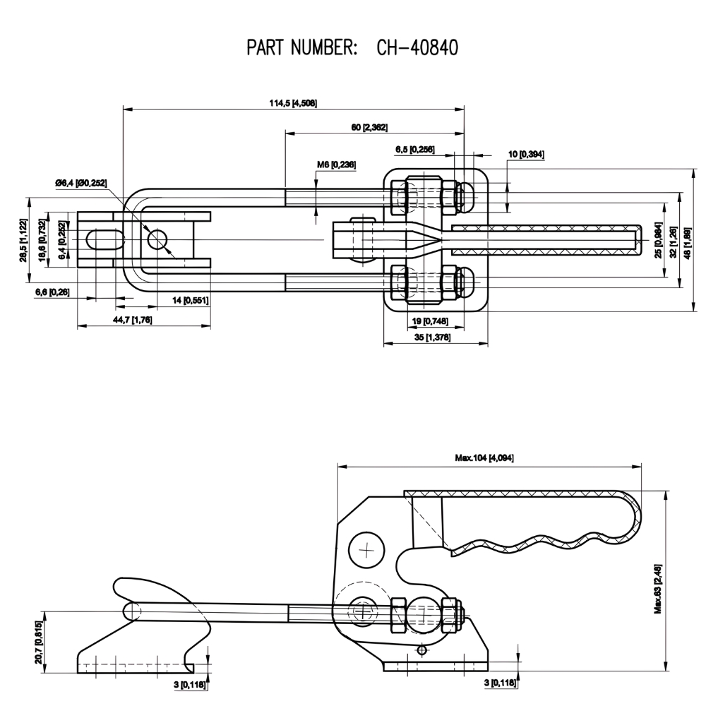 Thông số kỹ thuật cam kẹp chốt CH-40840