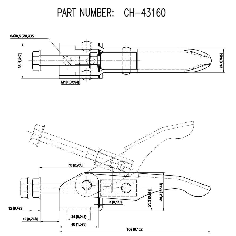 Thông số kỹ thuật của cam kẹp khoá chốt CH-43160