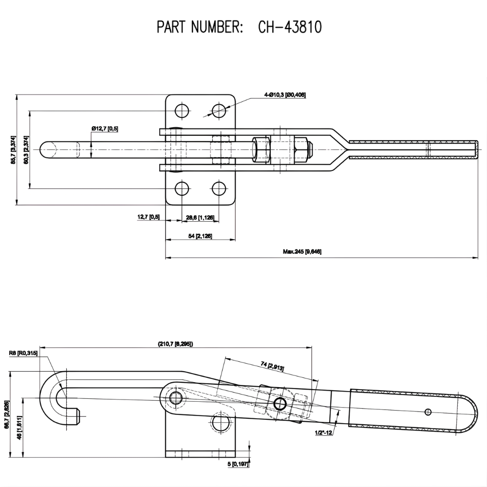 Thông số kỹ thuật khoá kẹp định vị CH-43810