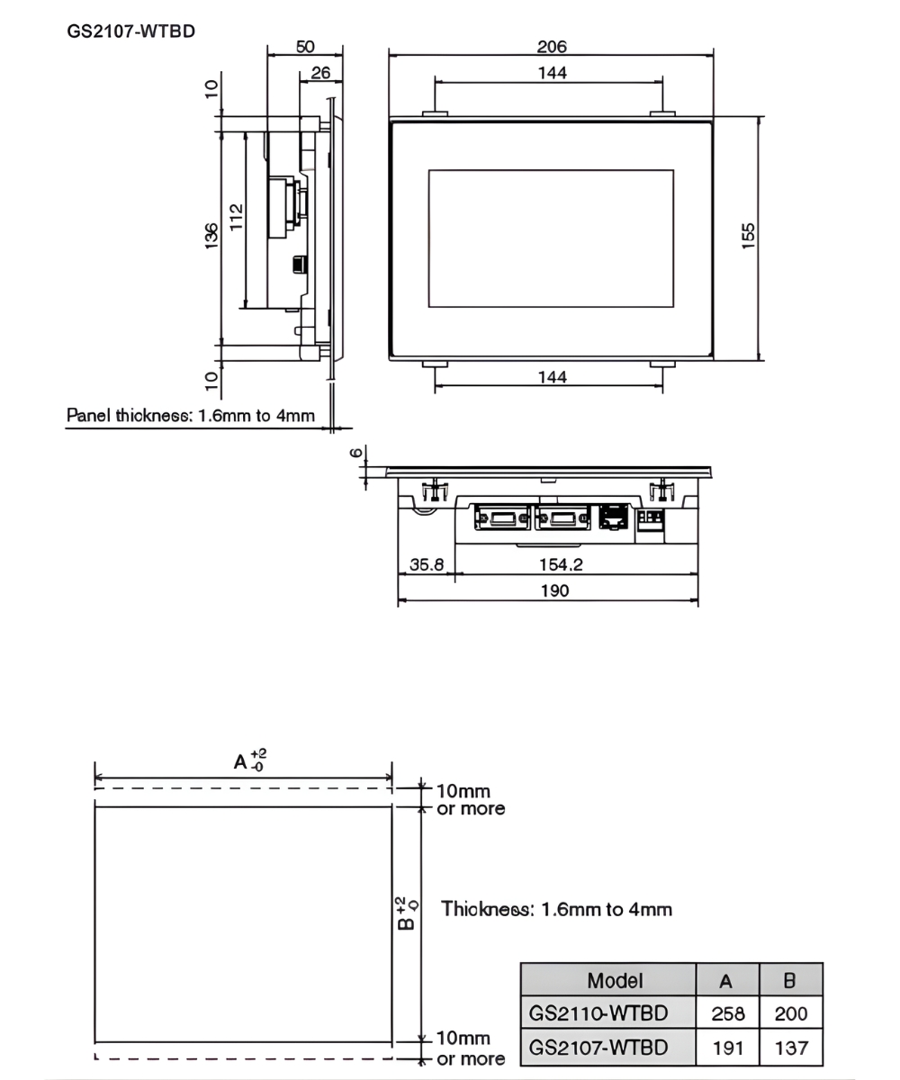 Thông số kỹ thuật màn hình HMI MITSUBISHI GS2107-WTBD