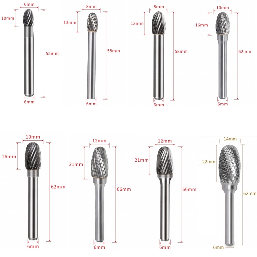 Thông số kỹ thuật mũi mài hợp kim hình oval kiểu E