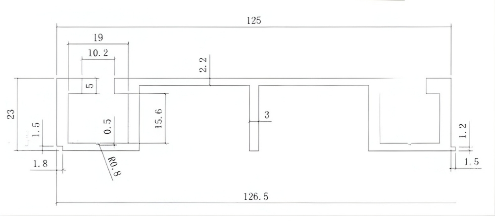 Thông số kỹ thuật nhôm mặt bàn 125mm