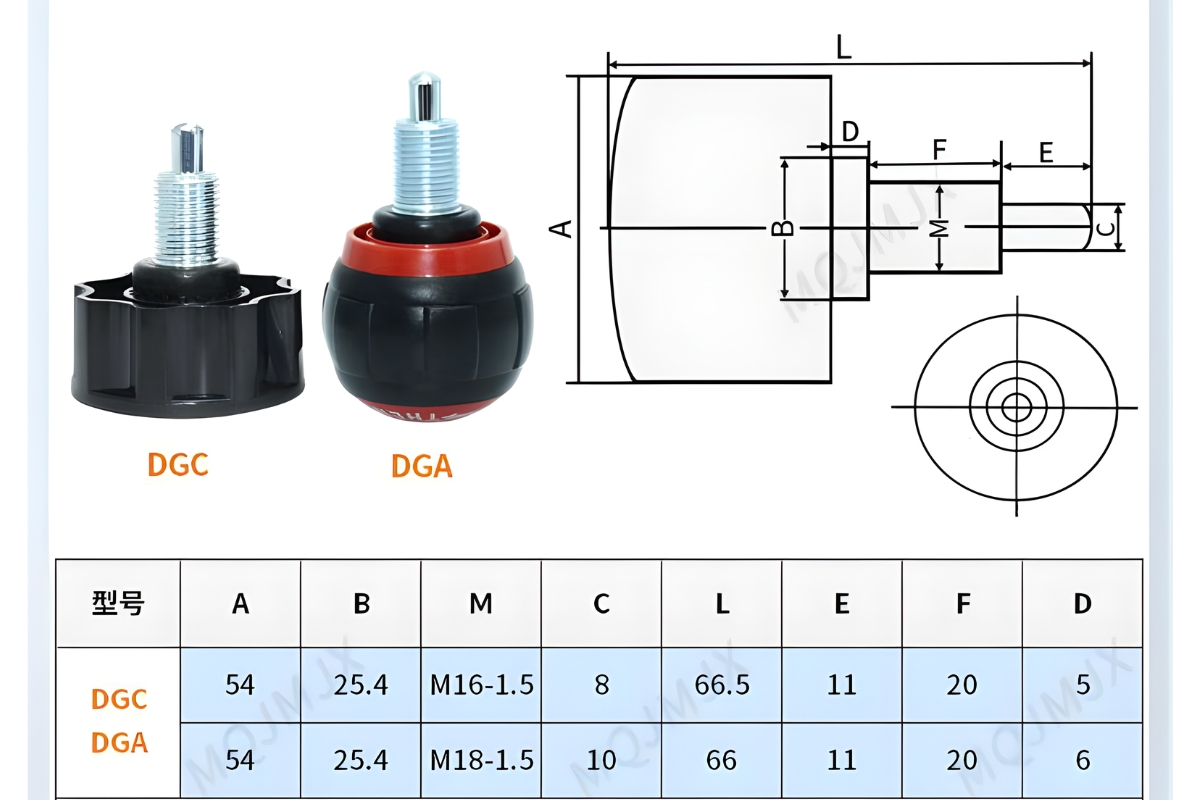 Thông số kỹ thuật núm vặn pít-tông DGC xe đpạ tập thể dục