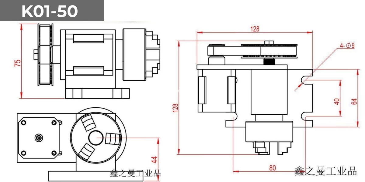 Thông số kỹ thuật trục A CNC mini K01-50