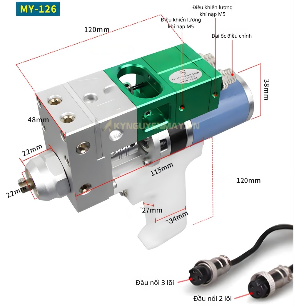 Thông số kỹ thuật van phân phối keo hai thành phần MY126 khuấy điện bằng tay