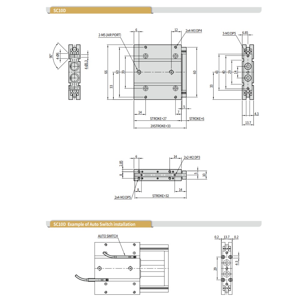 Thông số kỹ thuật của xi lanh khí PROTEC SC 10D-15
