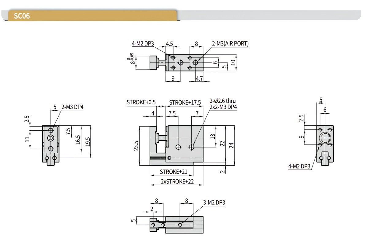 Thông số kỹ thuật của xi lanh SC 06-05