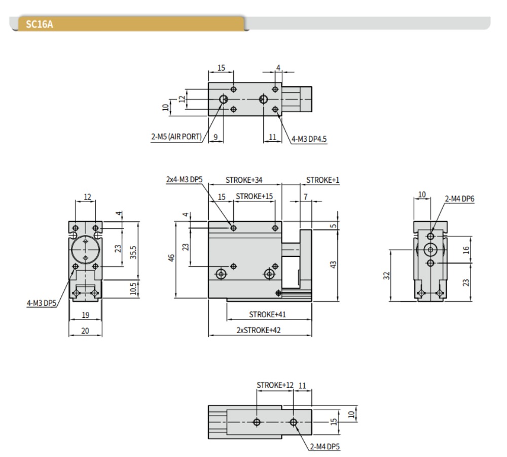 Thông số kỹ thuật của xy lanh khí SC16A-30