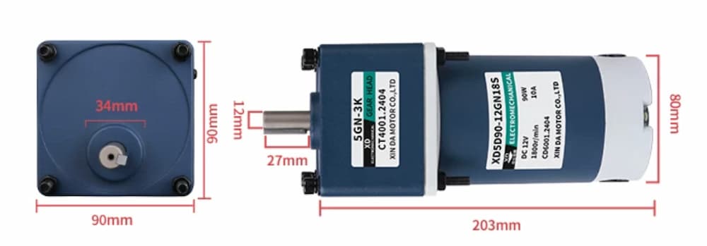 Thông số kỹ thuật động cơ giảm tốc XD5D90-12GN18S, XD5D90-24GN18S