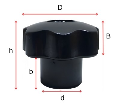 Thông số kỹ thuật núm vặn ren hoa mận lỗ ren trong suốt M4, M5, M6, M8, M10, M12, M16