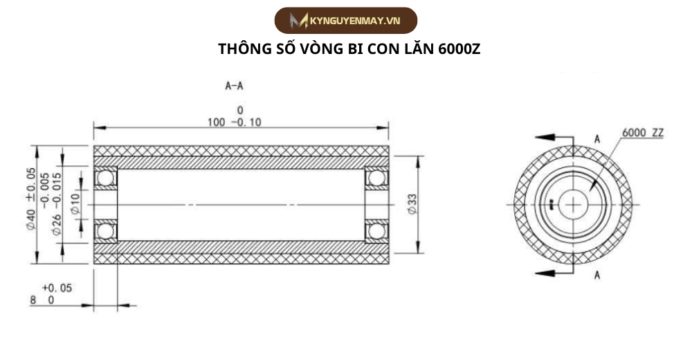 Thông số kỹ thuật vòng bi con lăn 6000ZZ