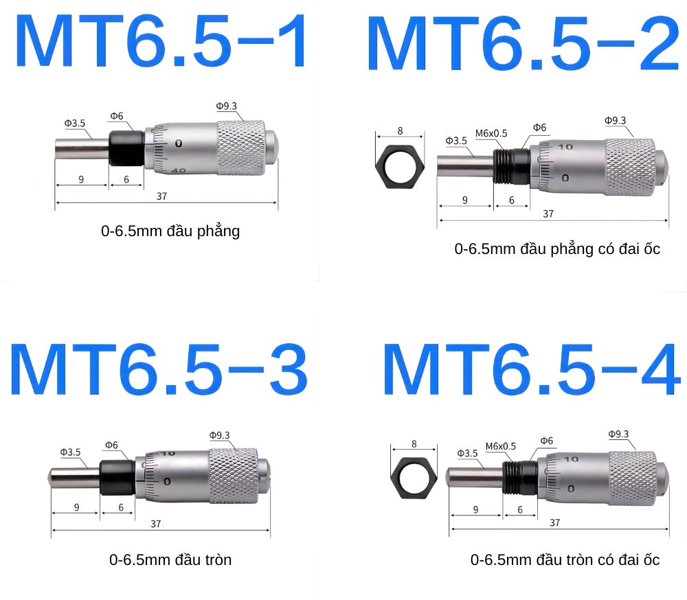 Thông số kỹ thuật đầu panme micromet inox 304 chống gỉ