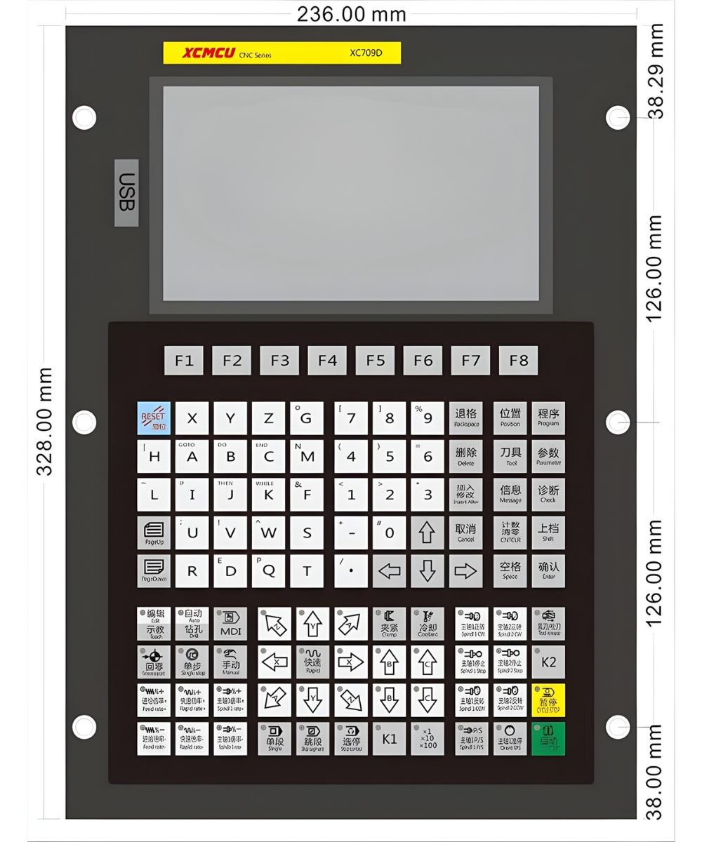 Thông số kỹ thuật bảng điều khiển máy phay CNC XC709D